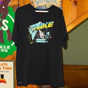 Nike Black and Blue Men's Tee XXL Dri Fit